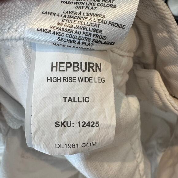 DL1961 Hepburn Jeans White 29 High Rise Wide Leg Tallic - Picture 9 of 10